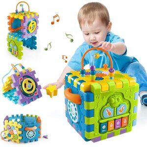 Activity Cube - Baby Toys 6-12 Months, Music & Light Up, Montessori Toys